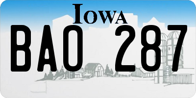 IA license plate BAO287