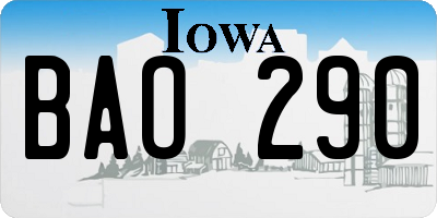 IA license plate BAO290