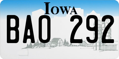 IA license plate BAO292