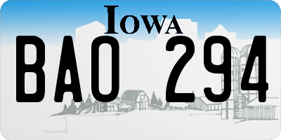 IA license plate BAO294