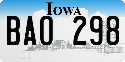 IA license plate BAO298