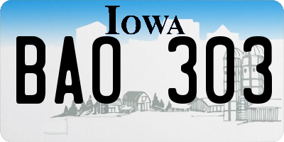 IA license plate BAO303