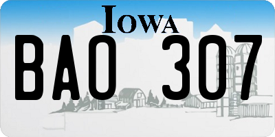 IA license plate BAO307