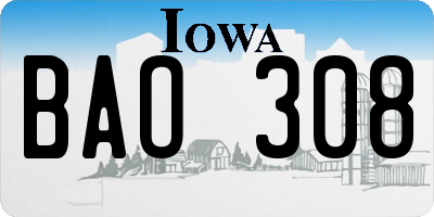 IA license plate BAO308