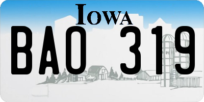 IA license plate BAO319