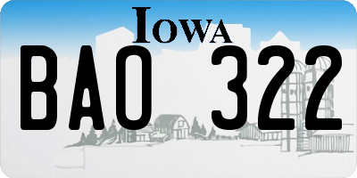 IA license plate BAO322