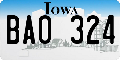 IA license plate BAO324
