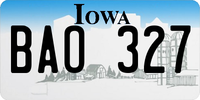 IA license plate BAO327