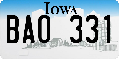 IA license plate BAO331
