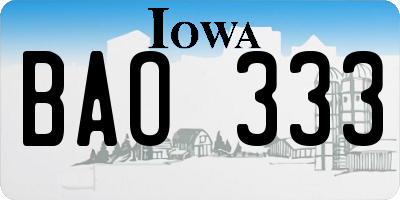 IA license plate BAO333