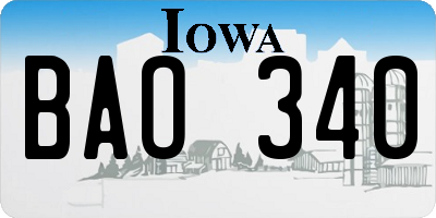 IA license plate BAO340