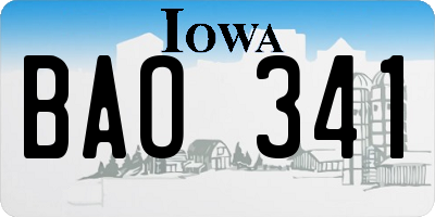IA license plate BAO341