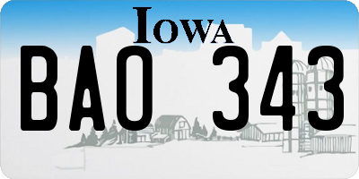 IA license plate BAO343