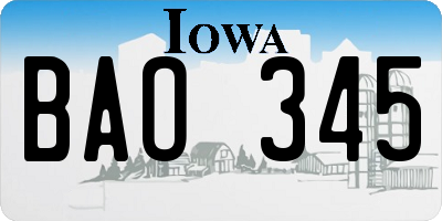 IA license plate BAO345