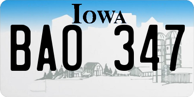 IA license plate BAO347