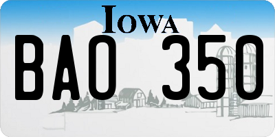 IA license plate BAO350