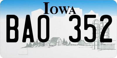 IA license plate BAO352