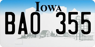 IA license plate BAO355