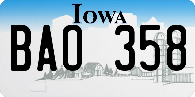 IA license plate BAO358