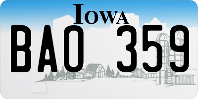IA license plate BAO359