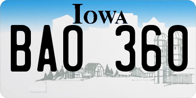 IA license plate BAO360