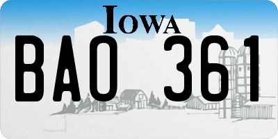 IA license plate BAO361