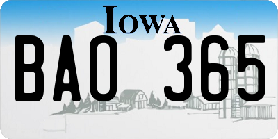 IA license plate BAO365