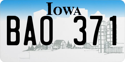 IA license plate BAO371