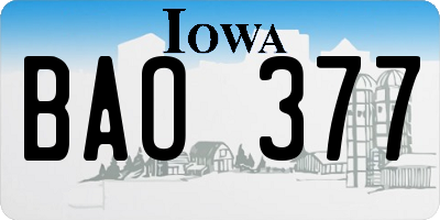 IA license plate BAO377