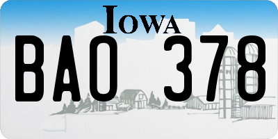 IA license plate BAO378
