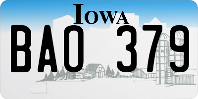 IA license plate BAO379