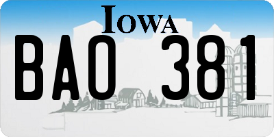 IA license plate BAO381