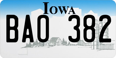 IA license plate BAO382