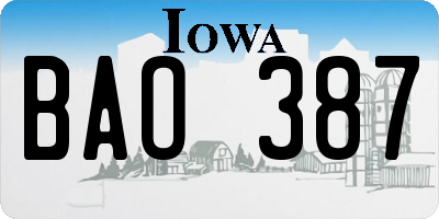 IA license plate BAO387