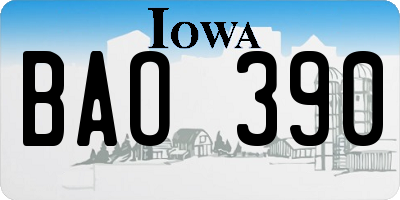IA license plate BAO390