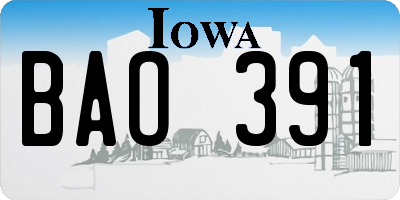 IA license plate BAO391