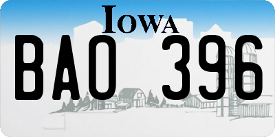 IA license plate BAO396
