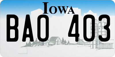 IA license plate BAO403