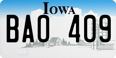 IA license plate BAO409