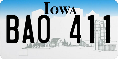 IA license plate BAO411