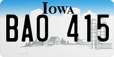 IA license plate BAO415