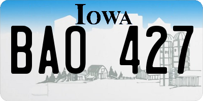 IA license plate BAO427