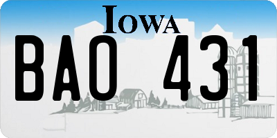 IA license plate BAO431