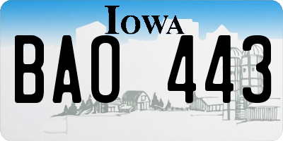 IA license plate BAO443