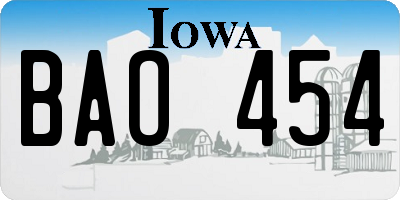IA license plate BAO454