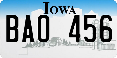 IA license plate BAO456