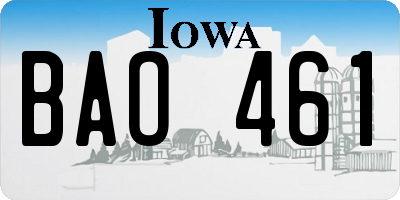 IA license plate BAO461