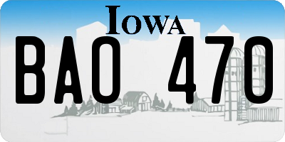 IA license plate BAO470
