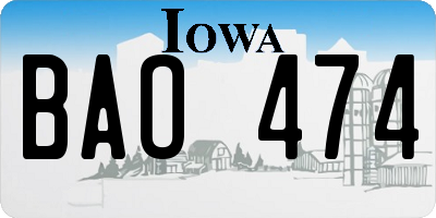 IA license plate BAO474