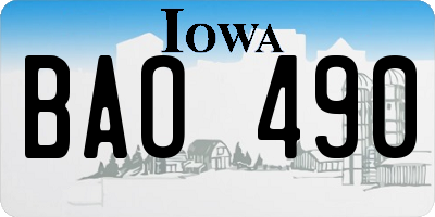 IA license plate BAO490